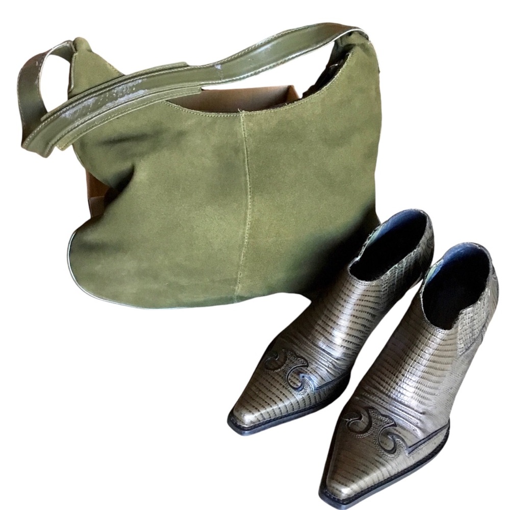 Gianni Bini - Olive Green Boot Shoes WITH Bag